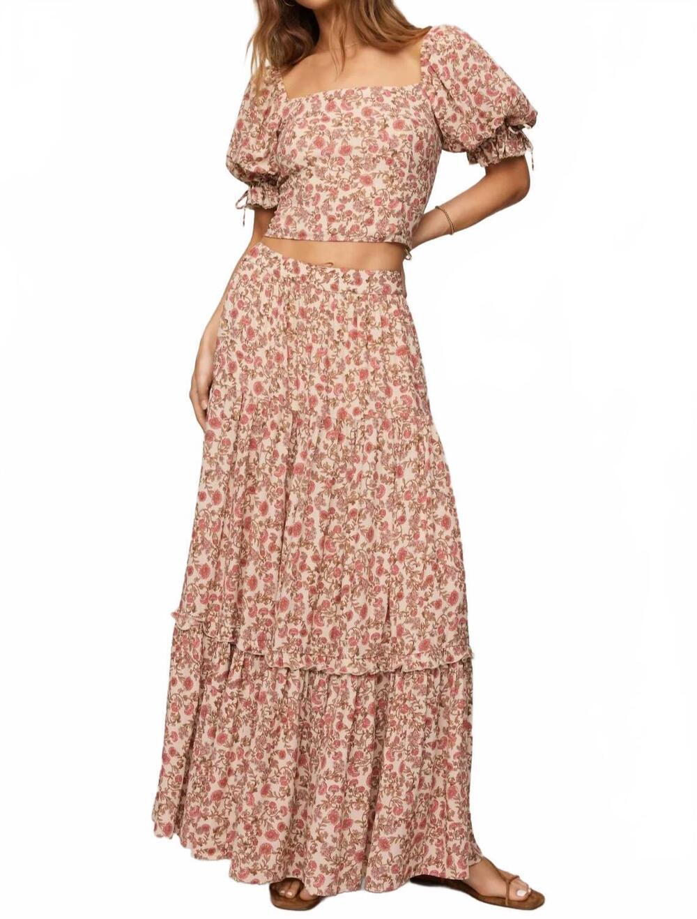 NEW Z SUPPLY mora floral maxi skirt in beige